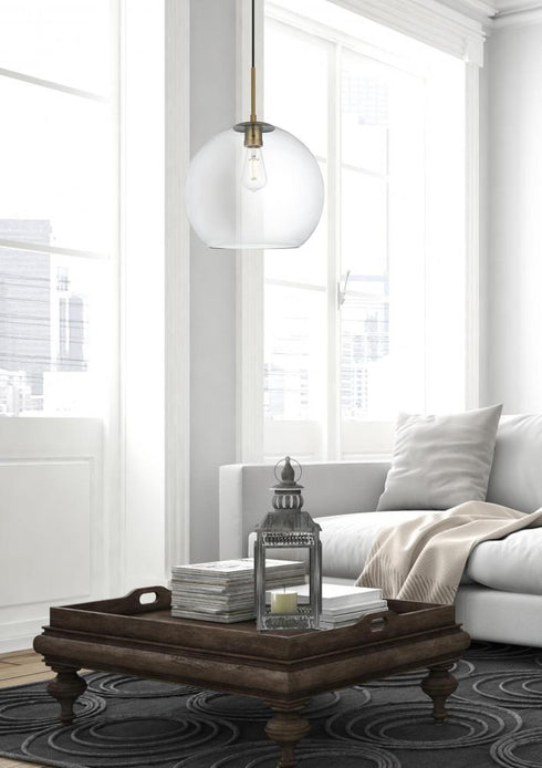 Elegant Lighting Baxter 14 inch Pendant Clear Shade in Satin Gold in Satin Gold and Clear Finish Model: LD2216SG