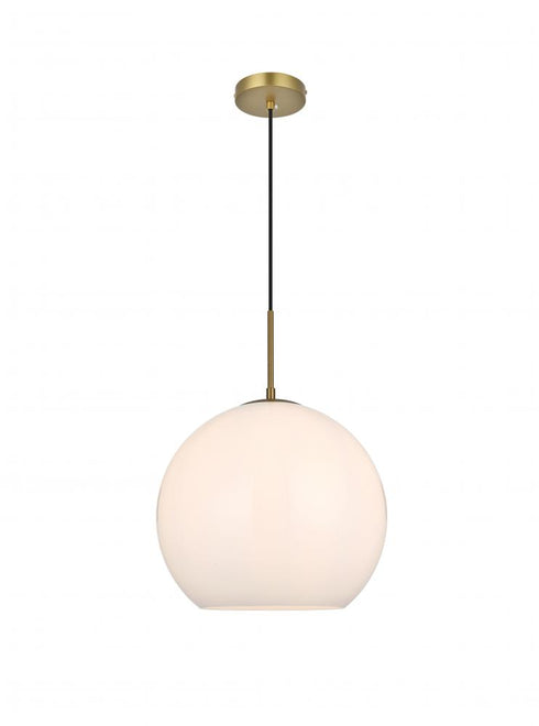 Elegant Lighting Baxter 14 inch Pendant Frosted White Shade in Satin Gold in Satin Gold and Frosted White Finish Model: LD2217SG