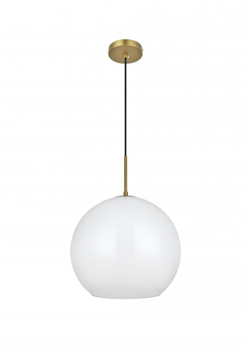 Elegant Lighting Baxter 14 inch Pendant Frosted White Shade in Satin Gold in Satin Gold and Frosted White Finish Model: LD2217SG
