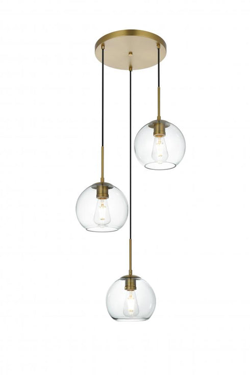 Elegant Lighting Baxter 18 inch Flush Mount Clear Shade in Satin Gold in Satin Gold and Clear Finish Model: LD2208SG