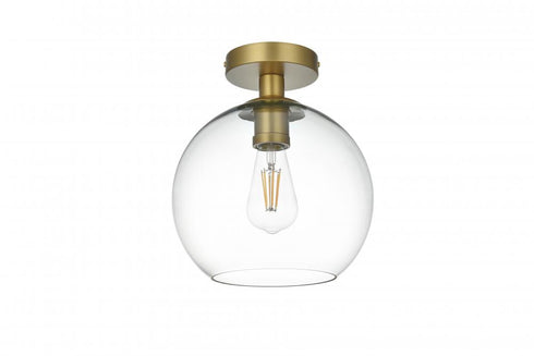 Elegant Lighting Baxter 18 inch Flush Mount Clear Shade in Satin Gold in Satin Gold and Clear Finish Model: LD2210SG