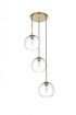 Elegant Lighting Baxter 20 inch Pendant Clear Shade in Satin Gold in Satin Gold and Clear Finish Model: LD2214SG