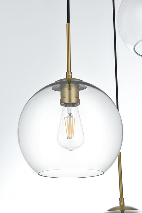 Elegant Lighting Baxter 21 inch Pendant Clear Shade in Satin Gold in Satin Gold and Clear Finish Model: LD2218SG