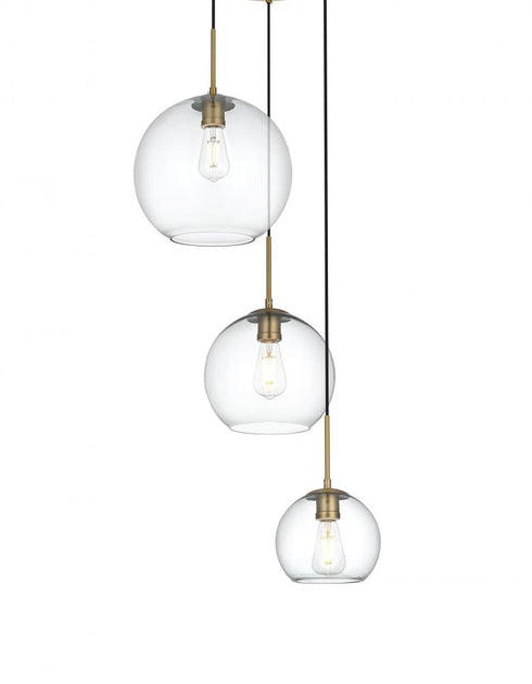 Elegant Lighting Baxter 21 inch Pendant Clear Shade in Satin Gold in Satin Gold and Clear Finish Model: LD2218SG