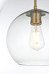 Elegant Lighting Baxter 21 inch Pendant Clear Shade in Satin Gold in Satin Gold and Clear Finish Model: LD2218SG