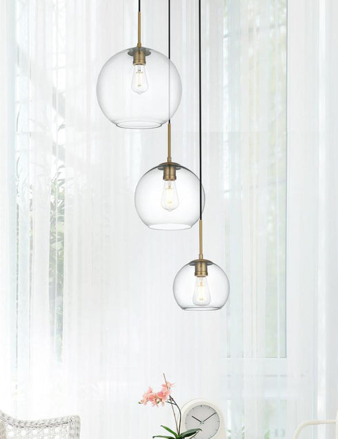 Elegant Lighting Baxter 21 inch Pendant Clear Shade in Satin Gold in Satin Gold and Clear Finish Model: LD2218SG