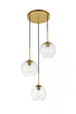Elegant Lighting Baxter 3 Lights Black Pendant With Clear Glass in Black and Clear Finish Model: LD2208BK