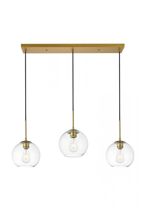 Elegant Lighting Baxter 3 Lights Black Pendant With Clear Glass in Black and Clear Finish Model: LD2236BK