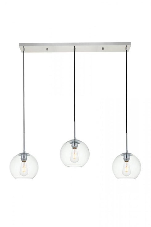 Elegant Lighting Baxter 3 Lights Black Pendant With Clear Glass in Black and Clear Finish Model: LD2236BK