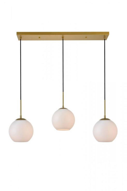 Elegant Lighting Baxter 3 Lights Black Pendant With Frosted White Glass in Black and Frosted White Finish Model: LD2237BK