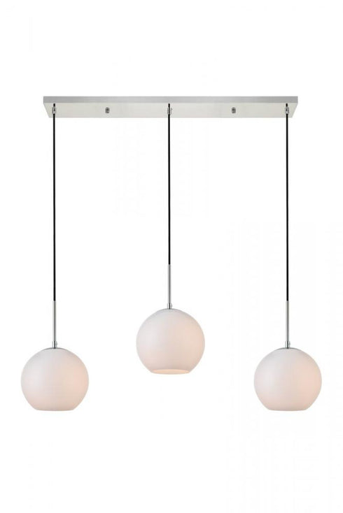 Elegant Lighting Baxter 3 Lights Black Pendant With Frosted White Glass in Black and Frosted White Finish Model: LD2237BK