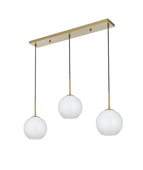 Elegant Lighting Baxter 36 inch Pendant Frosted White Shade in Satin Gold in Satin Gold and Frosted White Finish Model: LD2237SG