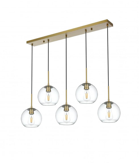 Elegant Lighting Baxter 41.5 inch Pendant Clear Shade in Satin Gold in Satin Gold and Clear Finish Model: LD2228SG