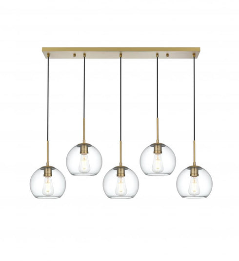 Elegant Lighting Baxter 41.5 inch Pendant Clear Shade in Satin Gold in Satin Gold and Clear Finish Model: LD2228SG