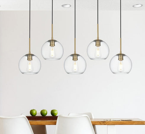 Elegant Lighting Baxter 41.5 inch Pendant Clear Shade in Satin Gold in Satin Gold and Clear Finish Model: LD2228SG