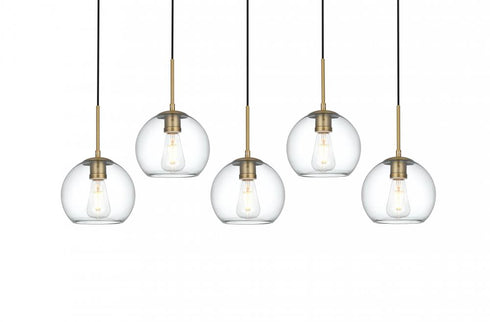 Elegant Lighting Baxter 41.5 inch Pendant Clear Shade in Satin Gold in Satin Gold and Clear Finish Model: LD2228SG