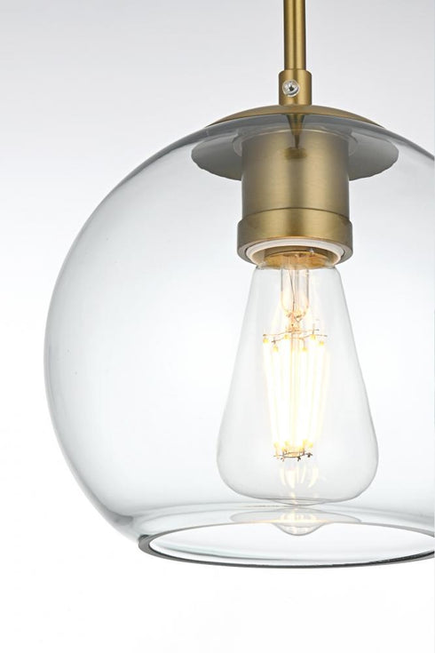 Elegant Lighting Baxter 41.5 inch Pendant Clear Shade in Satin Gold in Satin Gold and Clear Finish Model: LD2228SG