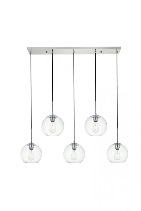 Elegant Lighting Baxter 5 Lights Black Pendant With Clear Glass in Black and Clear Finish Model: LD2228BK