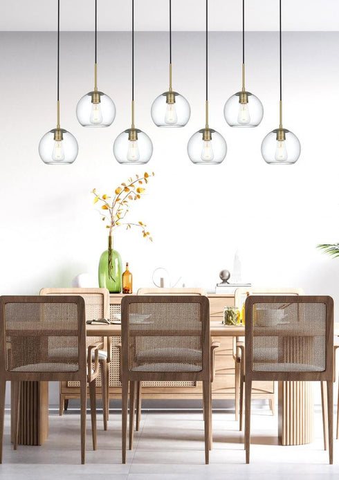 Elegant Lighting Baxter 54 inch Pendant Clear Shade in Satin Gold in Satin Gold and Clear Finish Model: LD2230SG