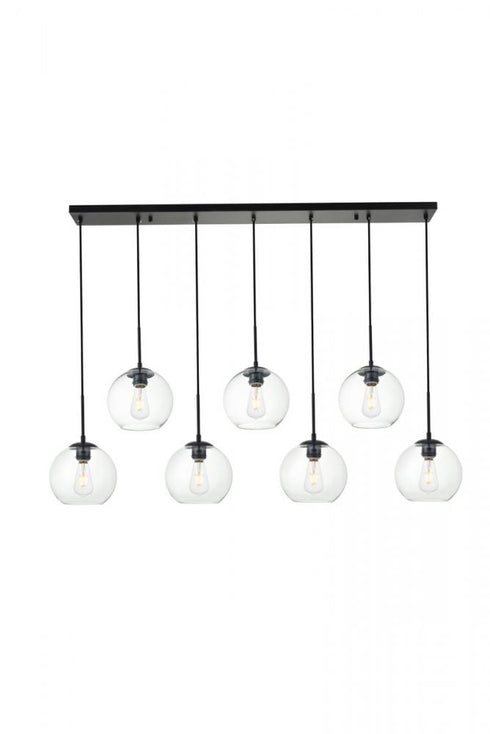 Elegant Lighting Baxter 7 Lights Black Pendant With Clear Glass in Black and Clear Finish Model: LD2230BK