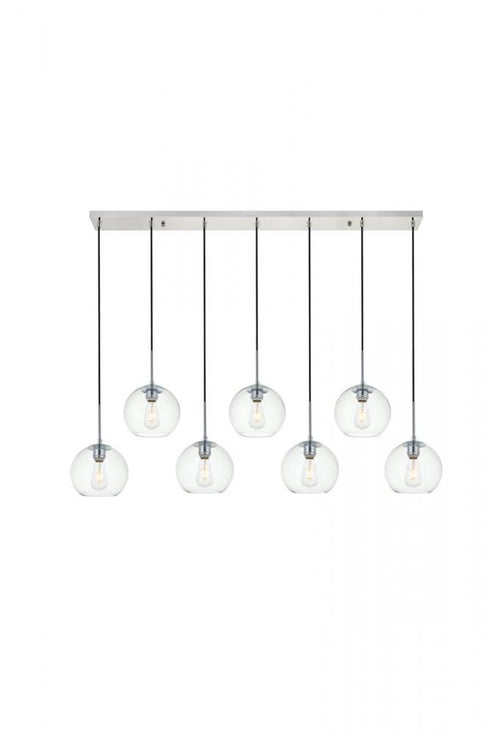 Elegant Lighting Baxter 7 Lights Black Pendant With Clear Glass in Black and Clear Finish Model: LD2230BK