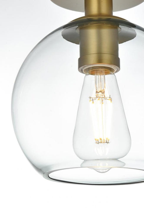 Elegant Lighting Baxter 8 inch Flush Mount Clear Shade in Satin Gold in Satin Gold and Clear Finish Model: LD2204SG