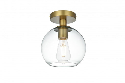 Elegant Lighting Baxter 8 inch Flush Mount Clear Shade in Satin Gold in Satin Gold and Clear Finish Model: LD2204SG