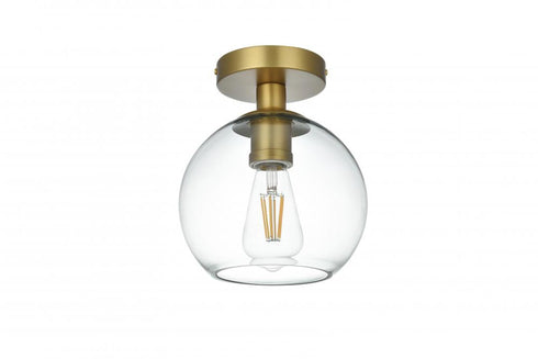 Elegant Lighting Baxter 8 inch Flush Mount Clear Shade in Satin Gold in Satin Gold and Clear Finish Model: LD2204SG