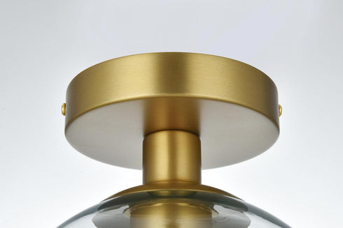 Elegant Lighting Baxter 8 inch Flush Mount Clear Shade in Satin Gold in Satin Gold and Clear Finish Model: LD2204SG