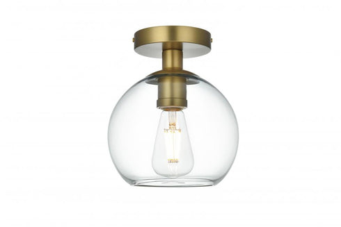 Elegant Lighting Baxter 8 inch Flush Mount Clear Shade in Satin Gold in Satin Gold and Clear Finish Model: LD2204SG