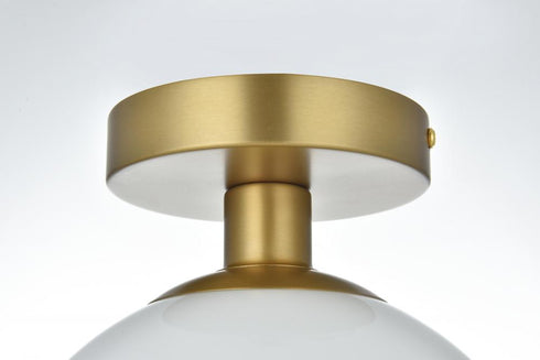 Elegant Lighting Baxter 8 inch Flush Mount Frosted White Shade in Satin Gold in Satin Gold and Frosted White Finish Model: LD2205SG
