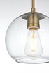 Elegant Lighting Baxter 8 inch Pendant Clear Shade in Satin Gold in Satin Gold and Clear Finish Model: LD2206SG