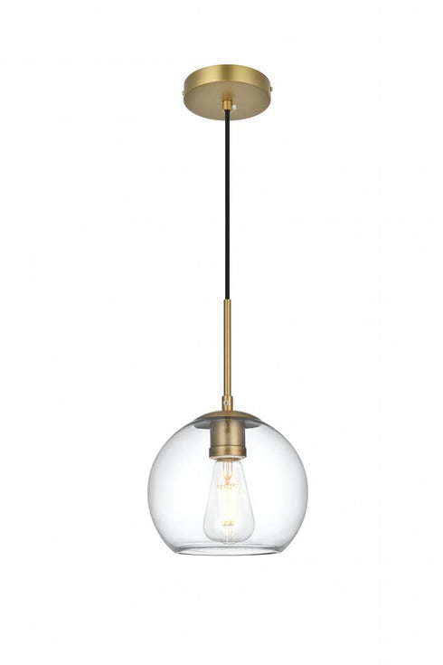Elegant Lighting Baxter 8 inch Pendant Clear Shade in Satin Gold in Satin Gold and Clear Finish Model: LD2206SG