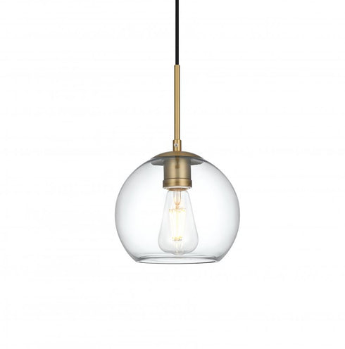 Elegant Lighting Baxter 8 inch Pendant Clear Shade in Satin Gold in Satin Gold and Clear Finish Model: LD2206SG