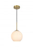 Elegant Lighting Baxter 8 inch Pendant Frosted White Shade in Satin Gold in Satin Gold and Frosted White Finish Model: LD2207SG