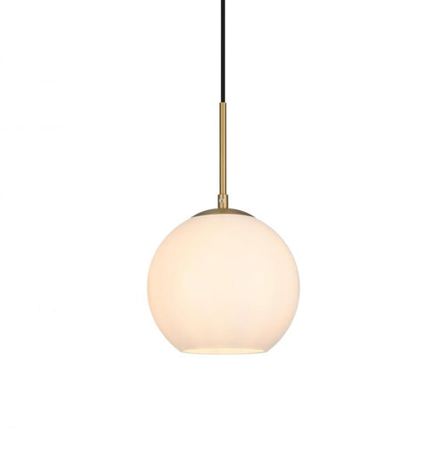 Elegant Lighting Baxter 8 inch Pendant Frosted White Shade in Satin Gold in Satin Gold and Frosted White Finish Model: LD2207SG