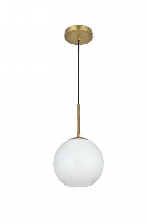 Elegant Lighting Baxter 8 inch Pendant Frosted White Shade in Satin Gold in Satin Gold and Frosted White Finish Model: LD2207SG