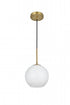 Elegant Lighting Baxter 8 inch Pendant Frosted White Shade in Satin Gold in Satin Gold and Frosted White Finish Model: LD2207SG