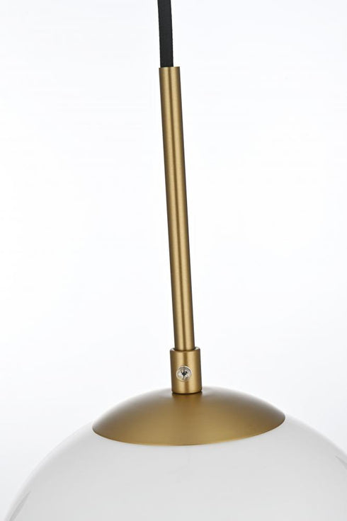 Elegant Lighting Baxter 8 inch Pendant Frosted White Shade in Satin Gold in Satin Gold and Frosted White Finish Model: LD2207SG