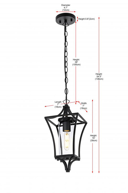 Elegant Lighting Belgrade 7 inch Outdoor Pendant in Black Model: OD311H15BK