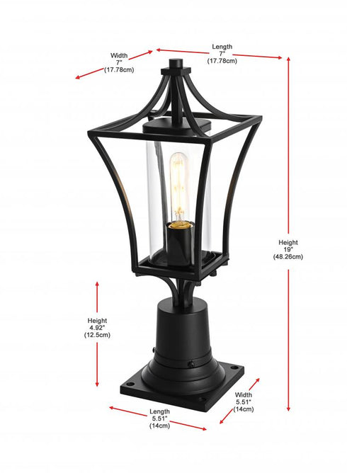 Elegant Lighting Belgrade 7 inch Outdoor Pendant in Black Model: OD311P19BK