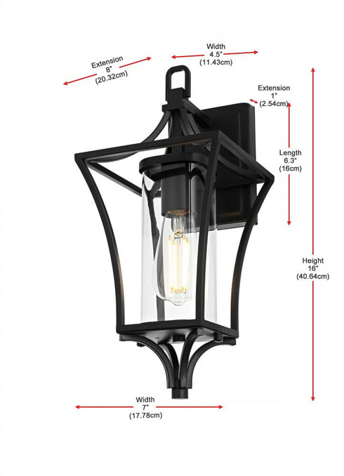 Elegant Lighting Belgrade 7 inch Outdoor Pendant in Black Model: OD311W16BK