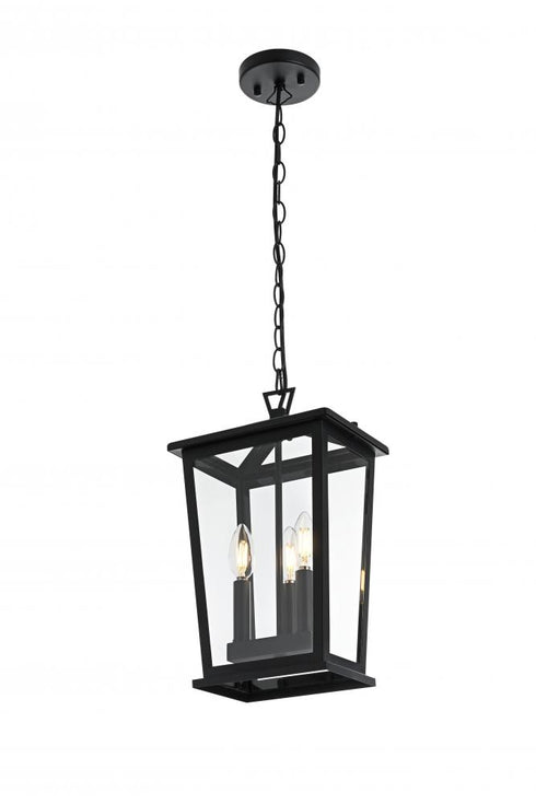 Elegant Lighting Berks 7 inch Outdoor Pendant in Black Model: OD333H16BK