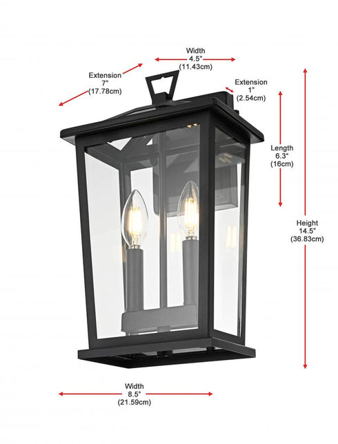 Elegant Lighting Berks 7 inch Outdoor Pendant in Black Model: OD333W15BK