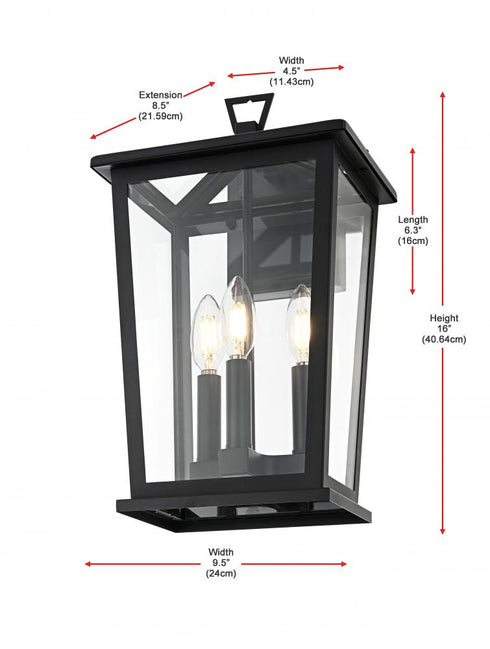 Elegant Lighting Berks 7 inch Outdoor Pendant in Black Model: OD333W16BK