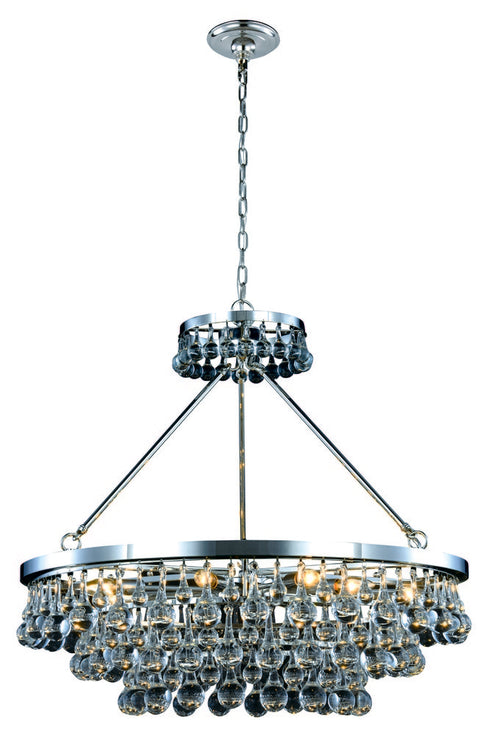 Elegant Lighting Bettina 10 light Polished Nickel Pendant Clear Royal Cut Crystal Model: 1509D32PN
