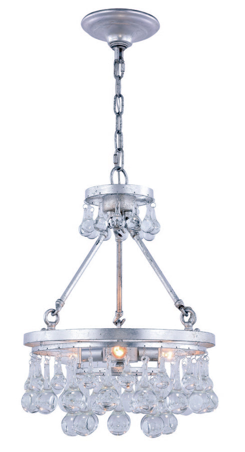 Elegant Lighting Bettina 3 light in Silver Leaf Pendant Clear Royal Cut Crystal Model: 1509D15SL