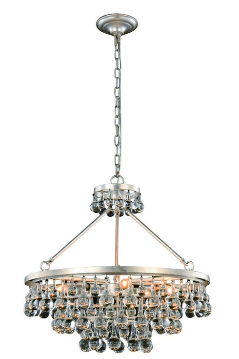 Elegant Lighting Bettina 8 light in Silver Leaf Pendant Clear Royal Cut Crystal Model: 1509D26SL