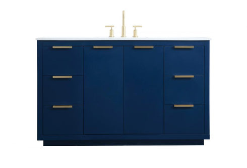 Elegant Lighting Blake 54 Inch Single Bathroom Vanity in Blue Model: VF19454BL