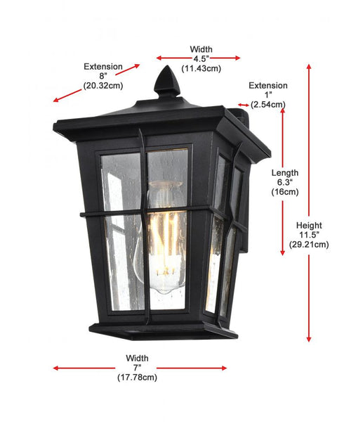 Elegant Lighting Bodine 7 inch Outdoor Pendant in Black Model: OD337W12BK
